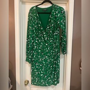Lauren Ralph Lauren green flowered v-neck dress